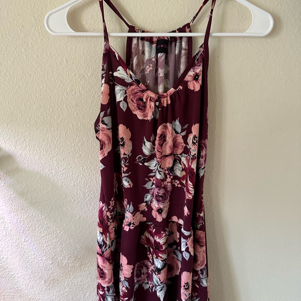 Red and Pink Backless Floral Camisole